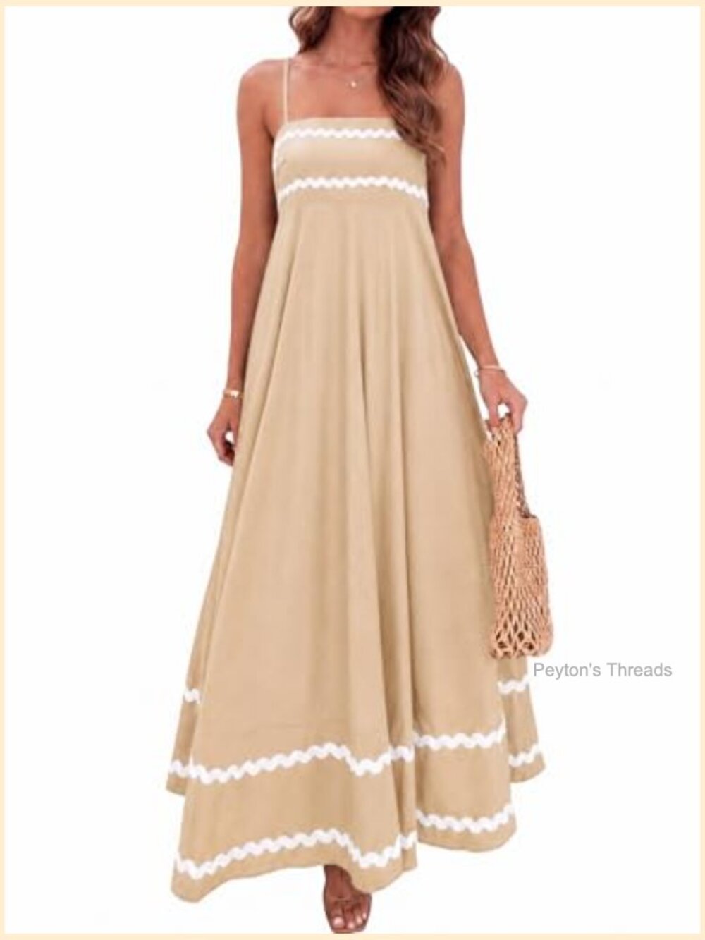 Spaghetti Strap Maxi Dress Flowy A Line with Pockets Beach Vacation Brunch - Picture 2 of 7